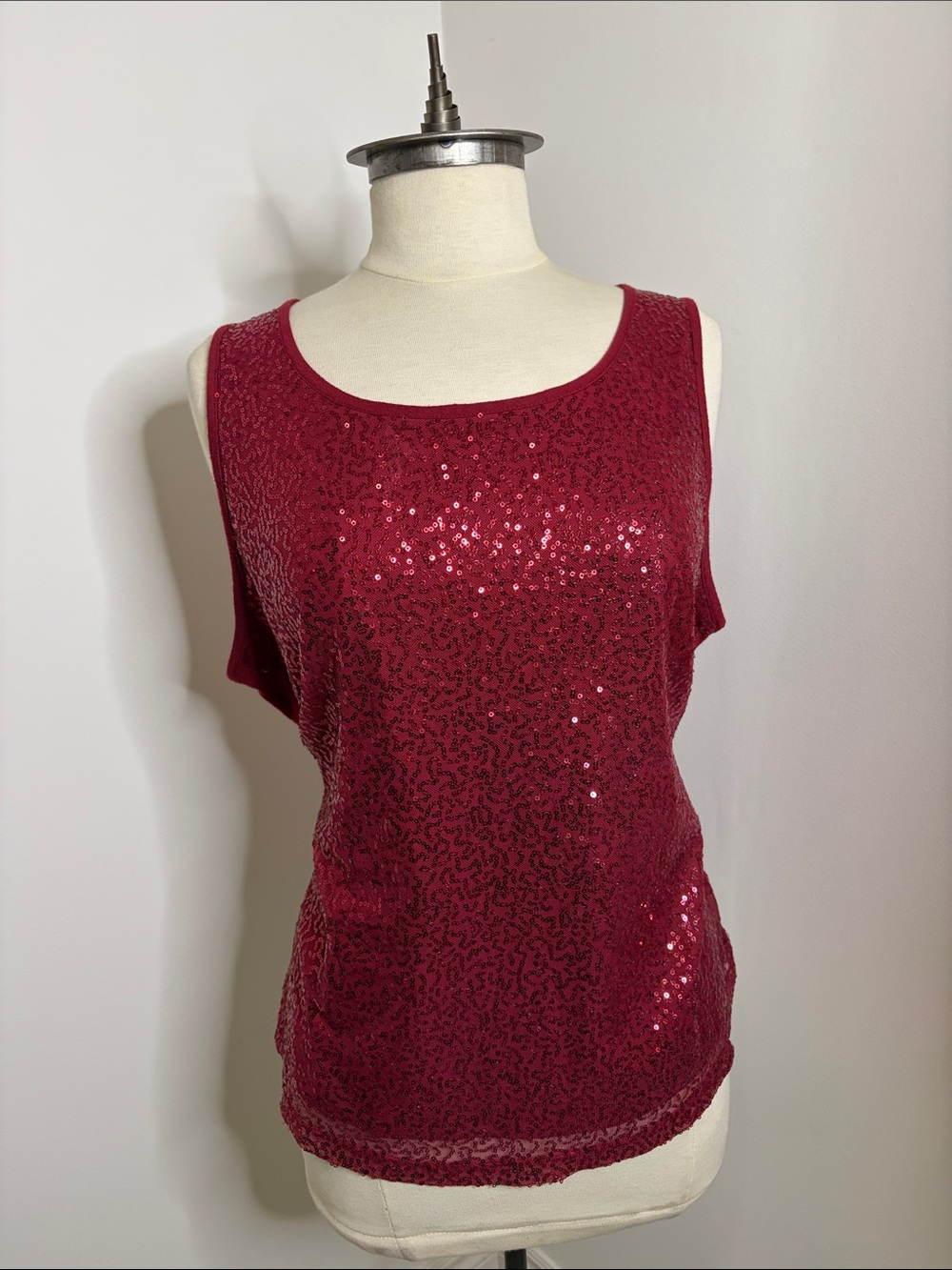MASSINI Burgundy Sequin Tank Top SIZE 1X